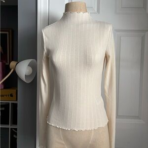 H&M Cream Ribbed Long Sleeve Top